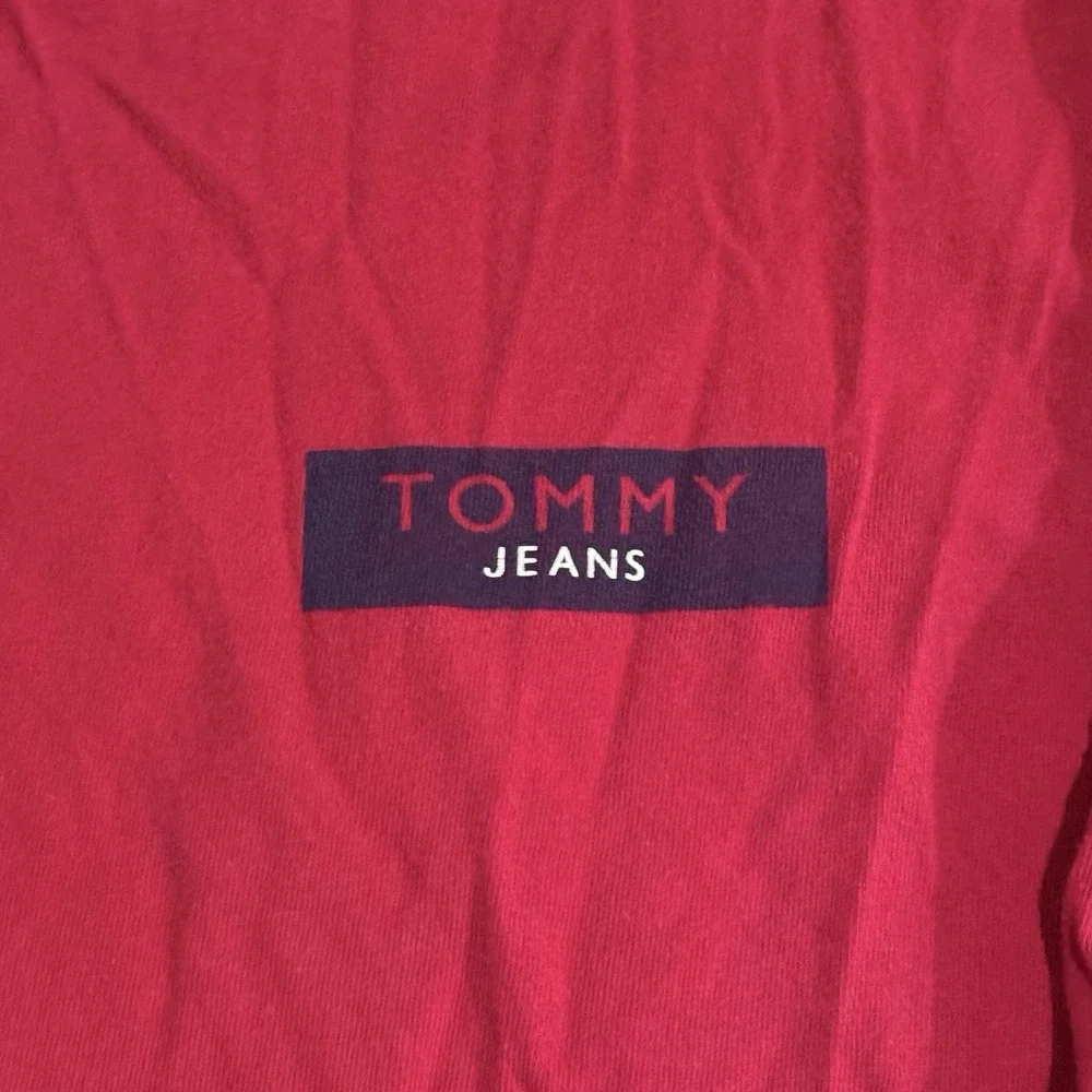 Vintage Tommy Hilfiger Jeans Long Sleeve Shirt Red Logo 90s Y2K Mens‎ 2XL
